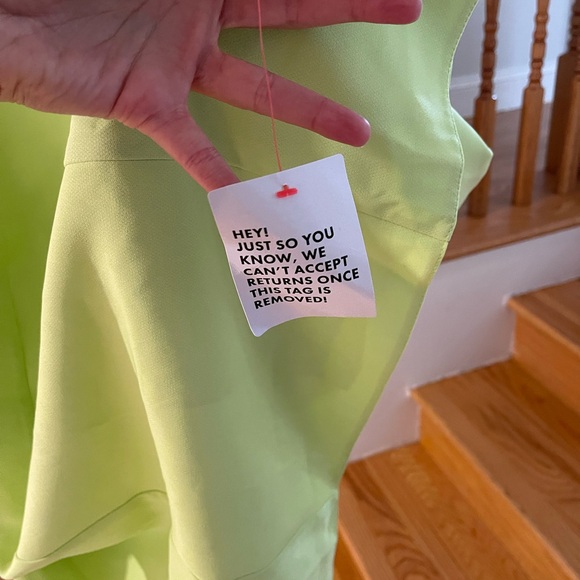 ASOS DESIGN asymmetric cut out midi dress with hardware detail in lime - Picture 5 of 5